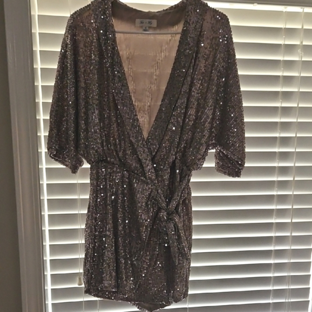Sequin Wrap Romper